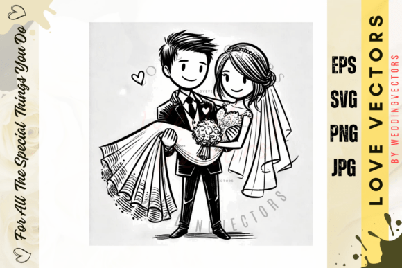 C4646: Wedding Couple & Love Vectors for Romantic Design