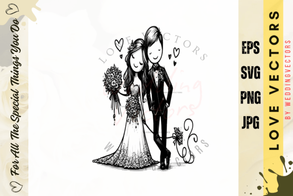 C4663: Minimalist Wedding Couple Vectors for Elegant Design