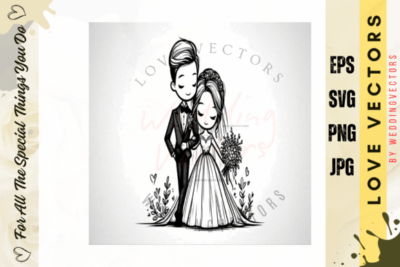Capturing Matrimonial Bliss: The C4618 Classic Bridal Vector Art