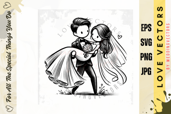 Elegant Romance in Design: Wedding Couple & Love Vectors
