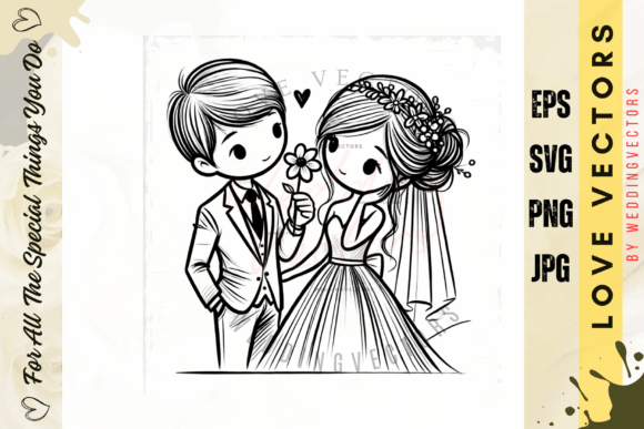 Enchanting Wedding Couple & Love Vectors: C473 Design Pack