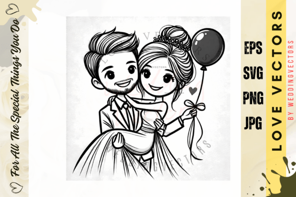Infuse Romance into Every Design with Wedding Couple and Love Vectors - C4684