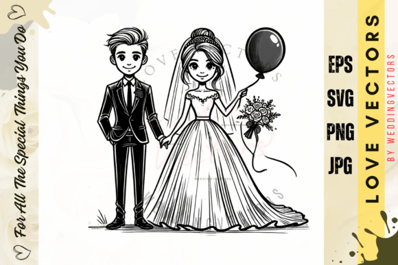 Modern Love: Crafting Visual Stories with Wedding Couple and Love Vectors - C4748