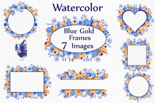 Timeless Elegance: Watercolor Blue and Gold Floral Frames