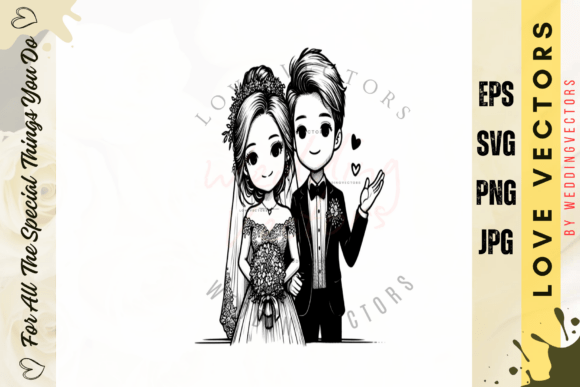 Timeless Romance: Using Wedding Couple and Love Vectors - C4730