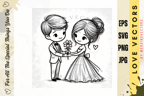 Wedding Couple and Love Vectors - C499: Elegant Design Assets