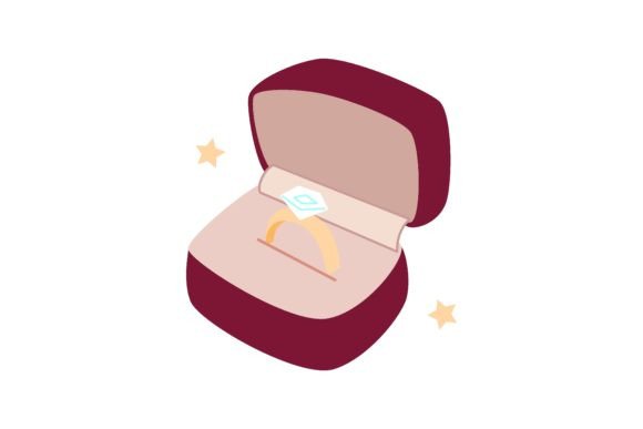 Wedding Rings in Velvet Burgundy Box Vec: Design Elegance